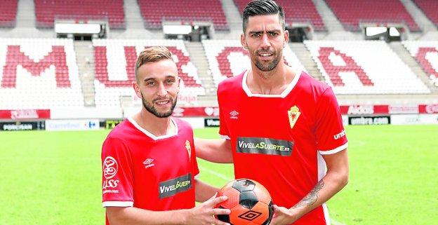 Jordan y David Mateos, ayer en la Nueva Condomina.