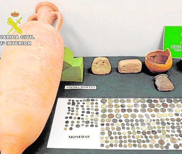 Monedas decomisadas en Murcia en 2014.