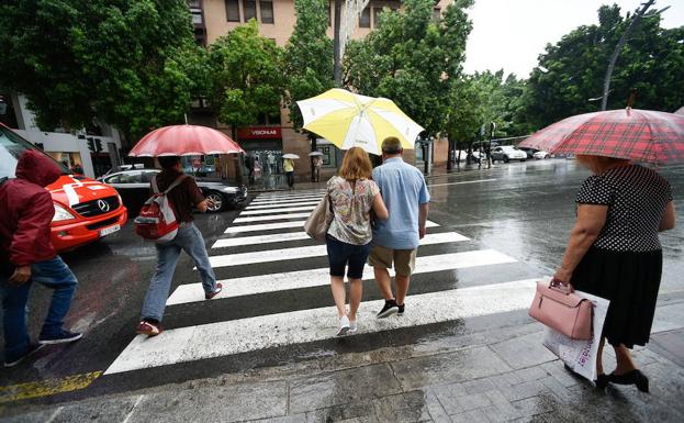 Lluvias sobre la ciudad de Murcia durante el mes de agosto.