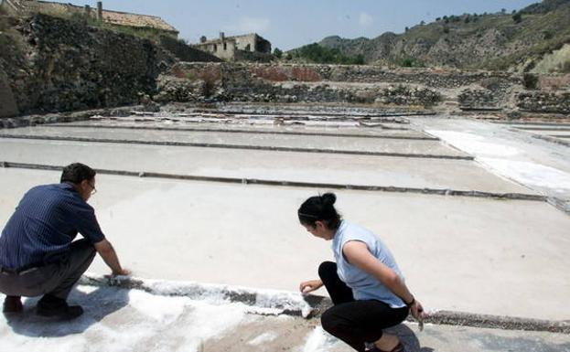 Salinas de la Ramona, a los pies de la Sierra de la Albarda (Calasparra).