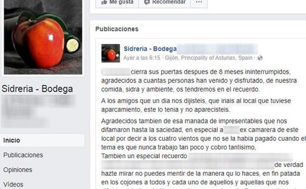 El polémico adiós de una sidrería: «Manada de impresentables»
