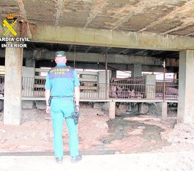 Un agente observa el estado de abandono de las instalaciones./G. C.
