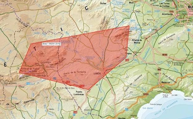 Imágenes de la zona por la que se ha estado moviendo el águila real liberada./CARM