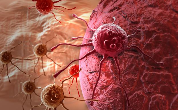 Recreación 3D de una célula cancerígena./Archivo