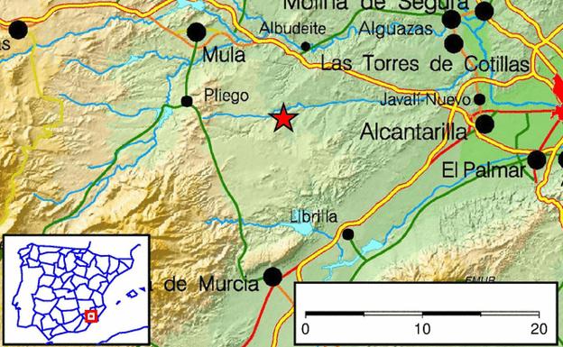 Ubicación del epicentro del seísmo./LV