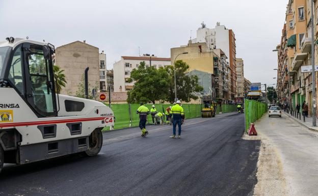 Antigua ubicación del túnel del Rollo, con la calle Floridablanca al fondo.
