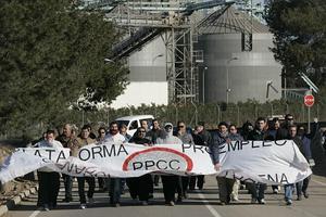 Una treintena de miembros de la Plataforma Pro Empleo de cartagea y Comarca demandando nuevas contrataciones :: J. M. RODRÍGUEZ / AGM/