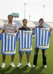 TRES A LA VEZ. Baquero, Iñaki y Joselu, ayer. / S. M. LARIO / AGM/
