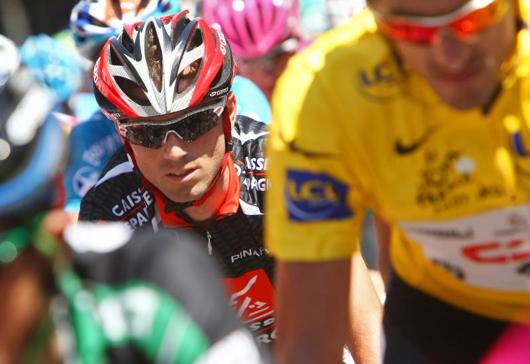 Alejandro Valverde, del Caisse D´Epargne, durante la séptima etapa entre Bourg En-Bresse y Le Grand Bornand de 197,5 kilómetros de recorrido en la 94 edición del Tour de Francia 2007 - AFP - 14/07/2007