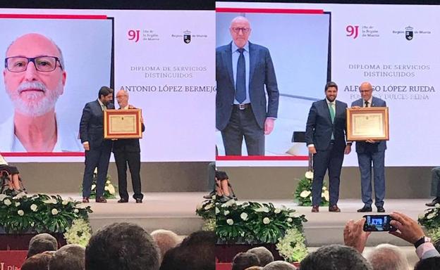 Antonio López Bermejo y Alfonso López Rueda reciben sendos Diplomas de Servicios Distinguidos