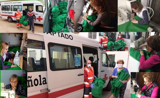 Voluntarias de Cruz Roja de Caravaca confeccionan batas para el hospital y los centros de salud
