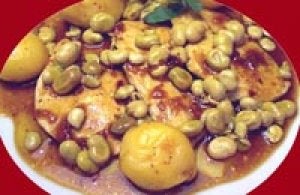 Pechugas de pavo agridulcescon habitas tiernas