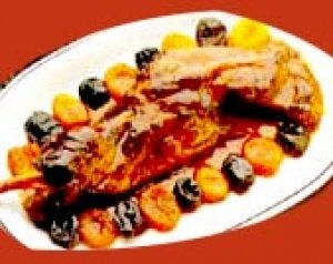 Pierna de cordero asadacon dátiles y orejones