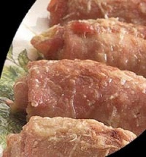 Rollitos de cerdo con jamóny mostaza de Dijón