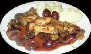 Presa de ibéricocon uvas y champiñones