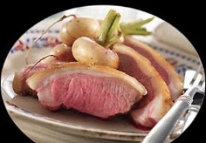 Cordero con guarnición de nabos dulces