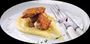 Mollejas de ternera con crema de patata