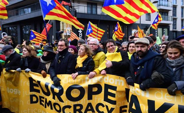 45.000 catalanes claman en favor de la independencia en el corazón de la UE