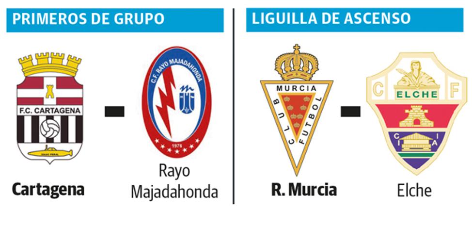 Cartagena-Rayo Majadahonda y Real Murcia-Elche, en el 'playoff' de ascenso