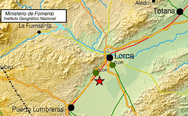 Lorca registra un temblor de 2,6 grados de magnitud