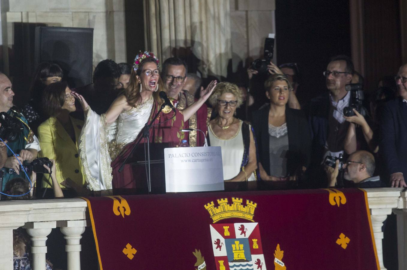 Una eufórica Castejón pregona las fiestas de Carthagineses y Romanos