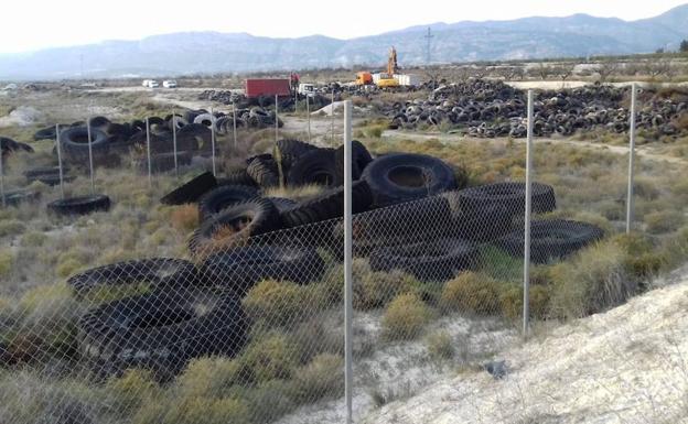 Comienzan la retirada de 60 toneladas de neumáticos acumulados en un vertedero de Campos del Río