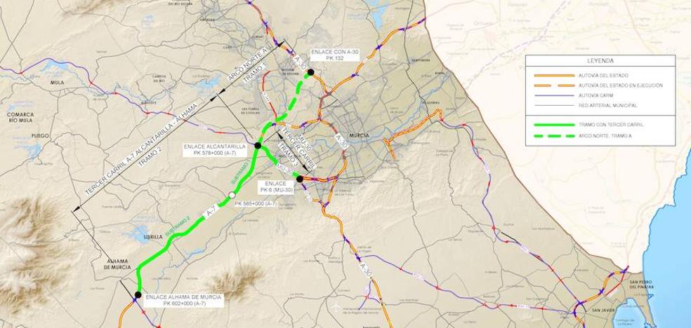 Fomento saca a información pública un tramo del Arco Norte de Murcia