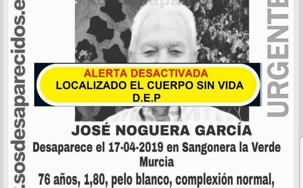 Hallan el cuerpo sin vida de un hombre desaparecido este miércoles en Sangonera la Verde