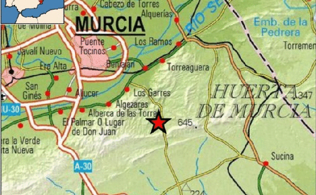 Un seísmo de 2,1 grados se deja sentir al sureste del municipio de Murcia