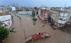 Así baja la rambla de Espinardo tras las lluvias en Murcia