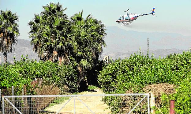 Un helicóptero fumiga los focos de mosquito tigre más recónditos