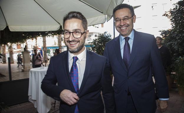 Las directivas albinegra y blaugrana, antes de la comida: «Hoy va a ser la fiesta del fútbol»