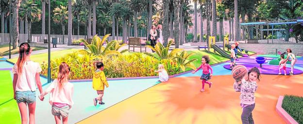 El nuevo jardín Palmeral de La Paz en Murcia tendrá una única pérgola y una zona preparada para pícnic