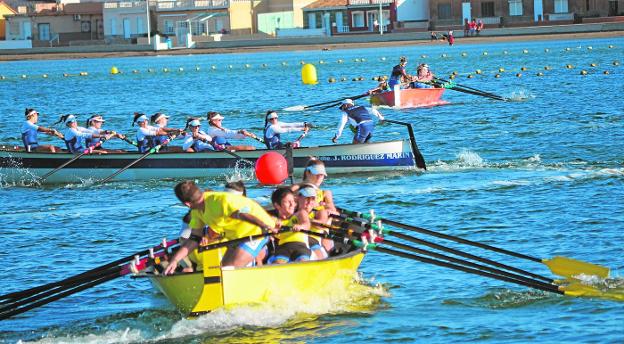 El remo de banco fijo toma Los Nietos