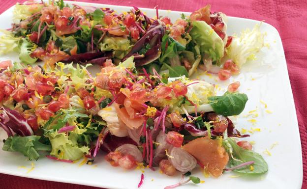 Ensalada de salmón y granada