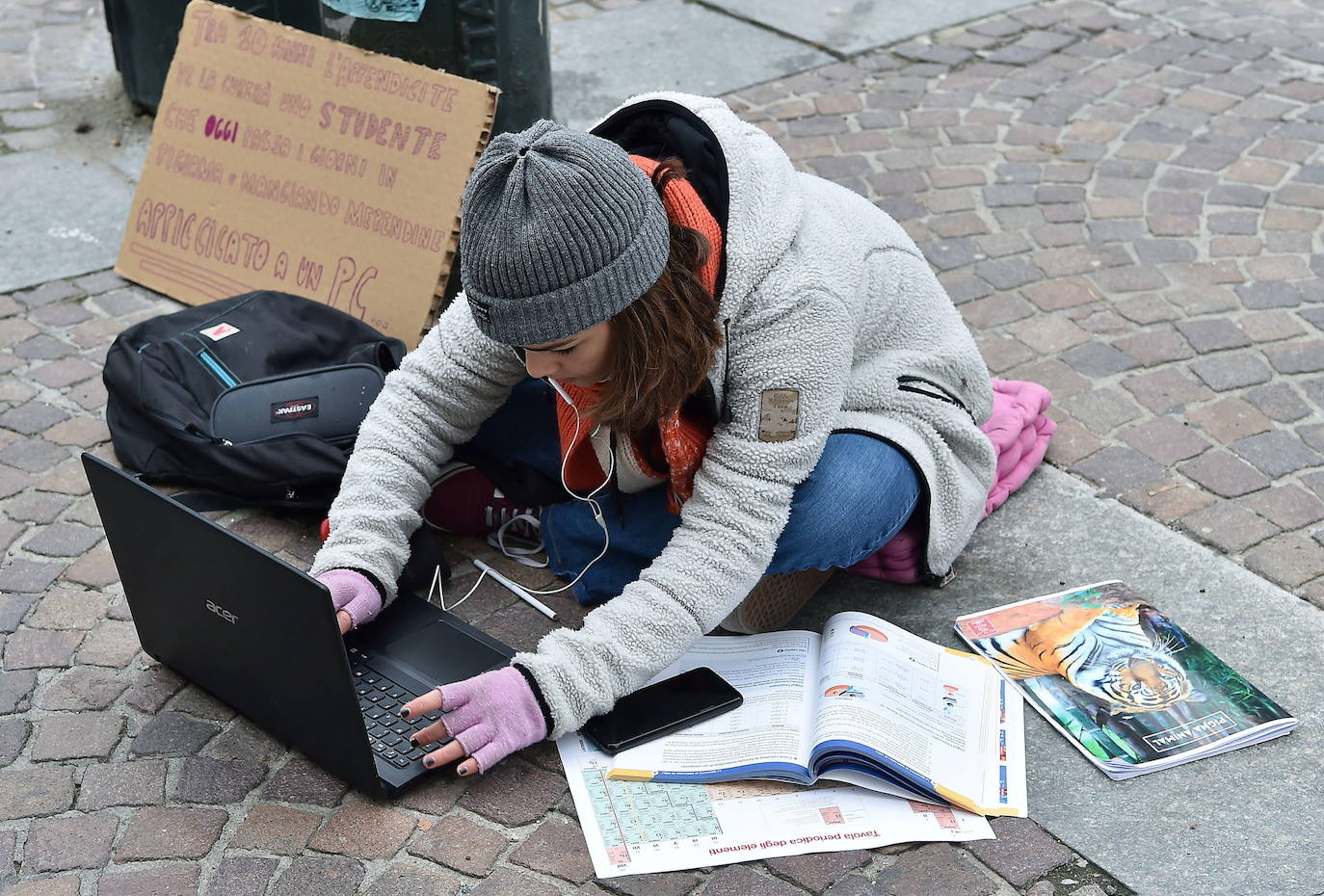 Estudiando en la calle