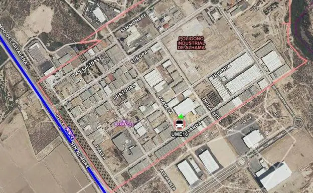 Localización de la empresa en la que se ha producido el accidente, en el polígono industrial de Alhaama./112