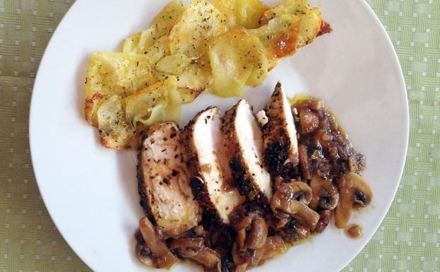 Pechugas de pollo en salsa de champiñones