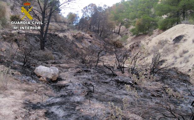 La Guardia Civil investiga a un agricultor como presunto responsable de un incendio forestal en Ojós