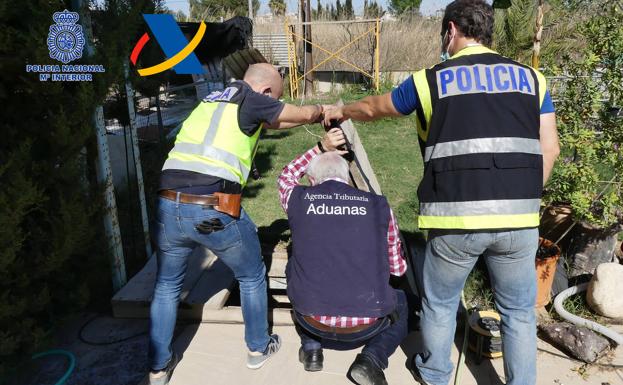 La Policía descubre dos plantaciones de marihuana escondidas en un piso de Alcantarilla y en un zulo de Lorquí