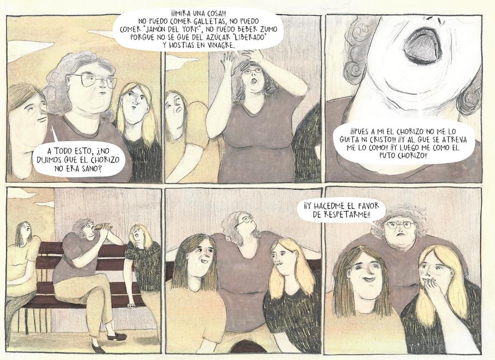 Tres mujeres y un almacén de frutas