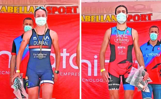 Laura Durán y Álvaro Sánchez se coronan en el duatlón de Murcia