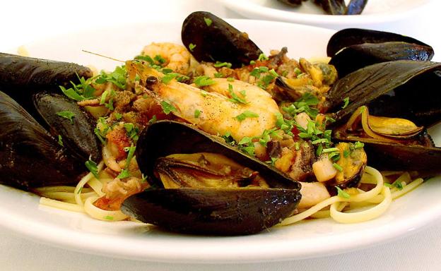 Pasta con mejillones