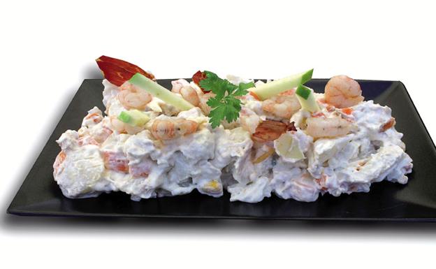 Ensaladilla rusa con manzana y vieiras