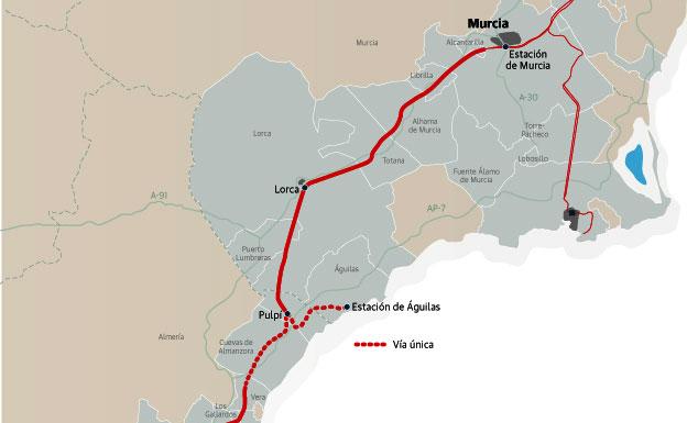 El Corredor tendrá en Almería tramos de vía única debido a la limitada demanda