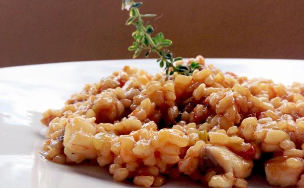 Arroz meloso al Martini rojo