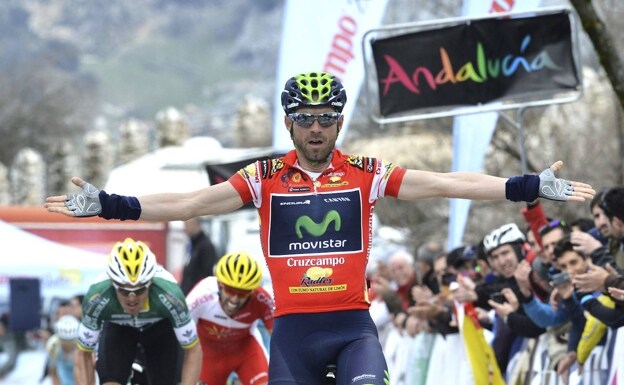 Alejandro Valverde wins a stage of the Vuelta a Andalucía in 2014. 