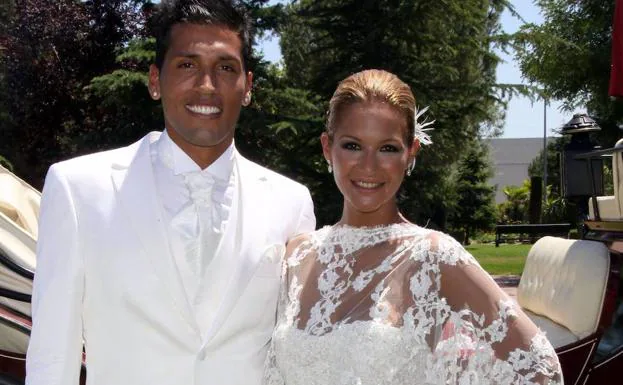 Tamara Gorro and Ezequiel Garay at their wedding.