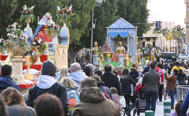 The static parade of the Three Wise Men organized this Wednesday in Murcia.