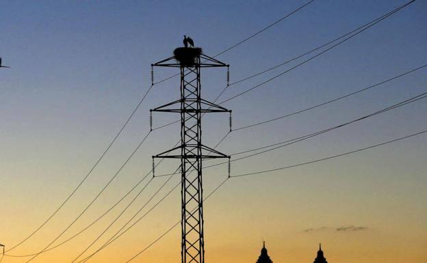 Stock image of an electrical tower.